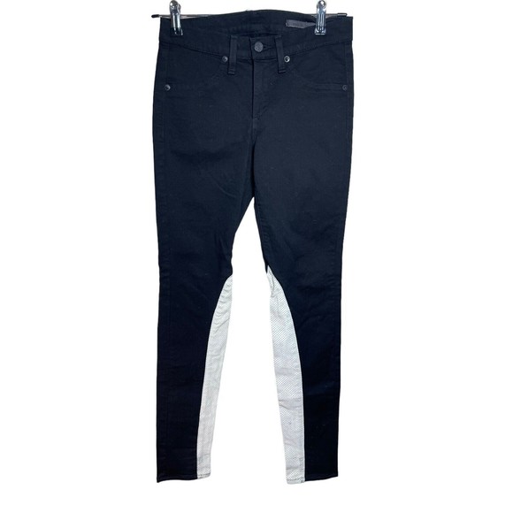Rag & Bone Jean Womens Leather Mid-Rise Skinny Leg Jeans Pants Black Size 25 - Picture 2 of 16